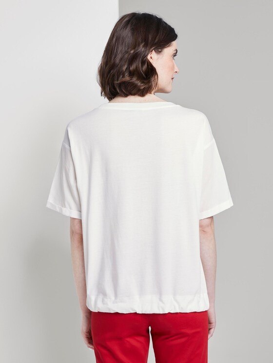 Lockeres T-Shirt im Material-Mix - Frauen - Whisper White Lockeres T-Shirt im Material-Mix - Frauen - Whisper White - 2 - TOM TAILOR