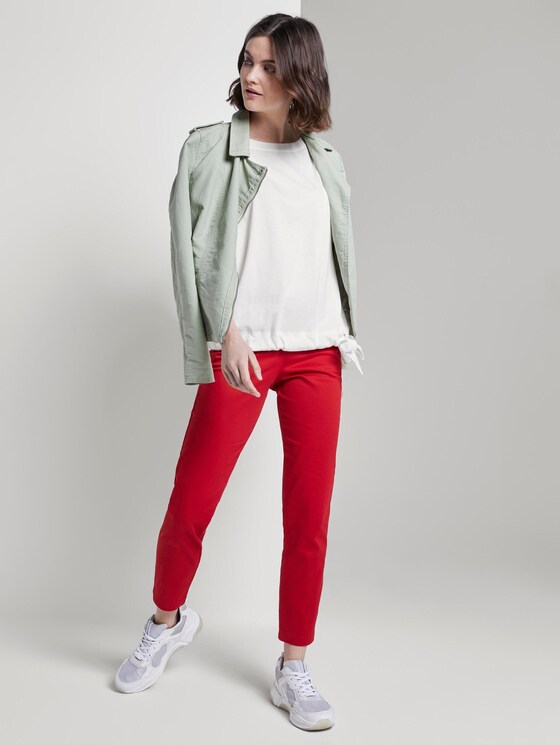 Lockeres T-Shirt im Material-Mix - Frauen - Whisper White Lockeres T-Shirt im Material-Mix - Frauen - Whisper White - 3 - TOM TAILOR