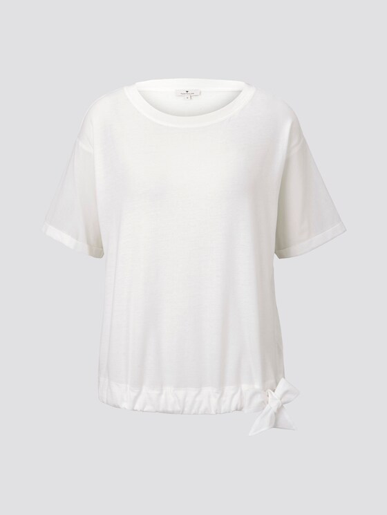 Lockeres T-Shirt im Material-Mix - Frauen - Whisper White Lockeres T-Shirt im Material-Mix - Frauen - Whisper White - 7 - TOM TAILOR