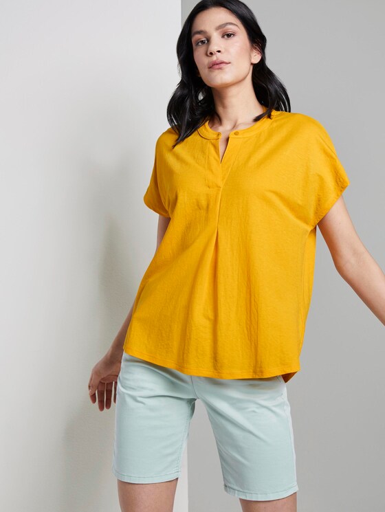 T-Shirt mit Henley-Ausschnitt - Frauen - deep golden yellow T-Shirt mit Henley-Ausschnitt - Frauen - deep golden yellow - 5 - TOM TAILOR
