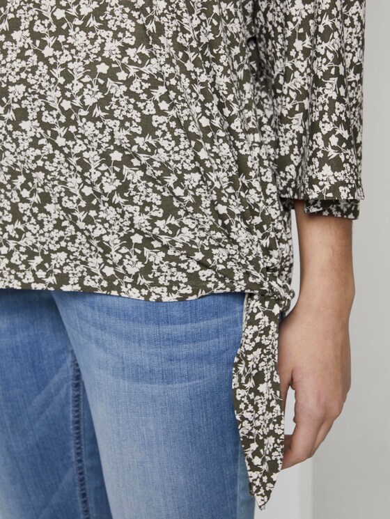 Gemustertes Shirt mit Knoten- und Ausschnittdetail - Frauen - khaki offwhite floral design Gemustertes Shirt mit Knoten- und Ausschnittdetail - Frauen - khaki offwhite floral design - 10 - TOM TAILOR