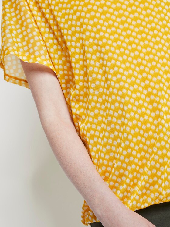 Gemustertes T-Shirt mit Mesh-Overlayer - Frauen - yellow dot design Gemustertes T-Shirt mit Mesh-Overlayer - Frauen - yellow dot design - 10 - TOM TAILOR
