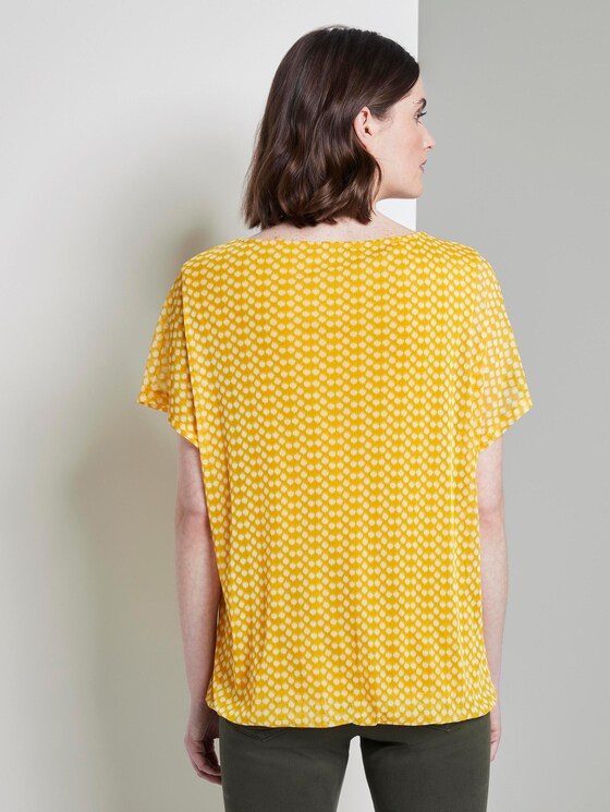 Gemustertes T-Shirt mit Mesh-Overlayer - Frauen - yellow dot design Gemustertes T-Shirt mit Mesh-Overlayer - Frauen - yellow dot design - 2 - TOM TAILOR