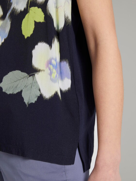 T-Shirt im Material-Mix mit floralem Print - Frauen - Sky Captain Blue T-Shirt im Material-Mix mit floralem Print - Frauen - Sky Captain Blue - 10 - TOM TAILOR