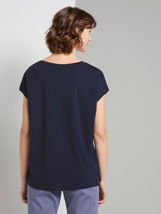 T-Shirt im Material-Mix mit floralem Print - Frauen - Sky Captain Blue T-Shirt im Material-Mix mit floralem Print - Frauen - Sky Captain Blue - 2 - TOM TAILOR