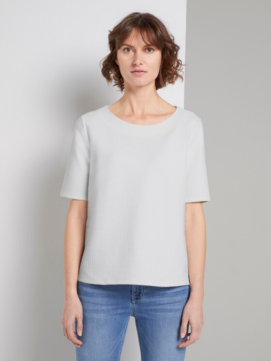 Strukturiertes Kurzarm-Sweatshirt - Frauen - Whisper White Strukturiertes Kurzarm-Sweatshirt - Frauen - Whisper White - 1 - TOM TAILOR