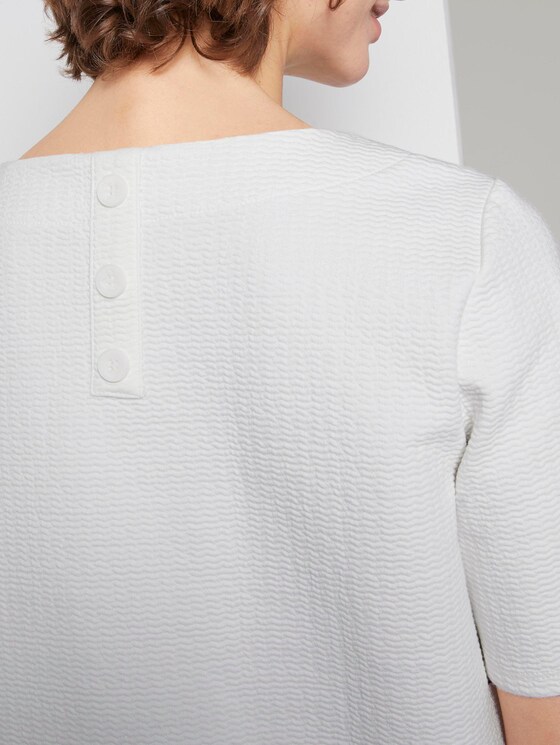 Strukturiertes Kurzarm-Sweatshirt - Frauen - Whisper White Strukturiertes Kurzarm-Sweatshirt - Frauen - Whisper White - 10 - TOM TAILOR