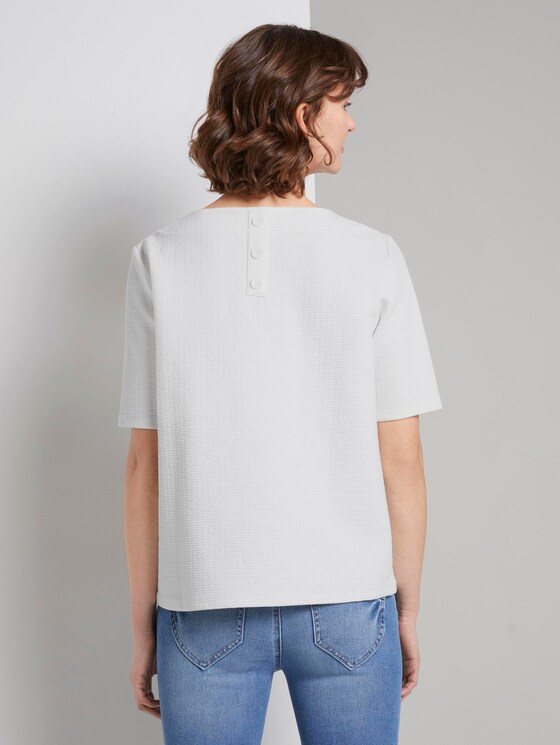 Strukturiertes Kurzarm-Sweatshirt - Frauen - Whisper White Strukturiertes Kurzarm-Sweatshirt - Frauen - Whisper White - 2 - TOM TAILOR