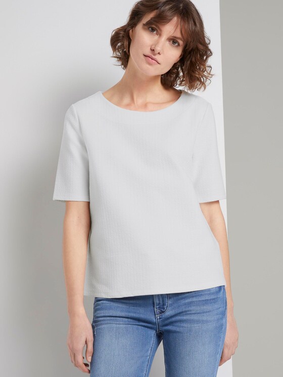 Strukturiertes Kurzarm-Sweatshirt - Frauen - Whisper White Strukturiertes Kurzarm-Sweatshirt - Frauen - Whisper White - 5 - TOM TAILOR
