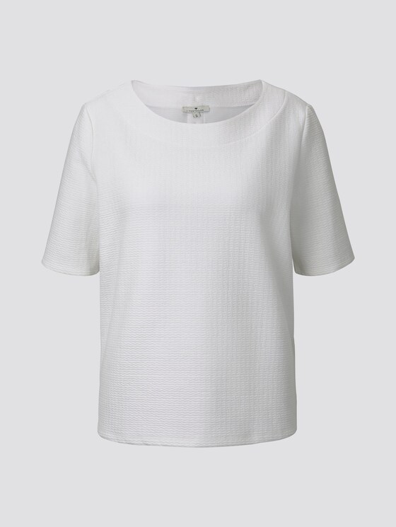 Strukturiertes Kurzarm-Sweatshirt - Frauen - Whisper White Strukturiertes Kurzarm-Sweatshirt - Frauen - Whisper White - 7 - TOM TAILOR