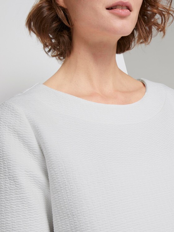 Strukturiertes Kurzarm-Sweatshirt - Frauen - Whisper White Strukturiertes Kurzarm-Sweatshirt - Frauen - Whisper White - 9 - TOM TAILOR
