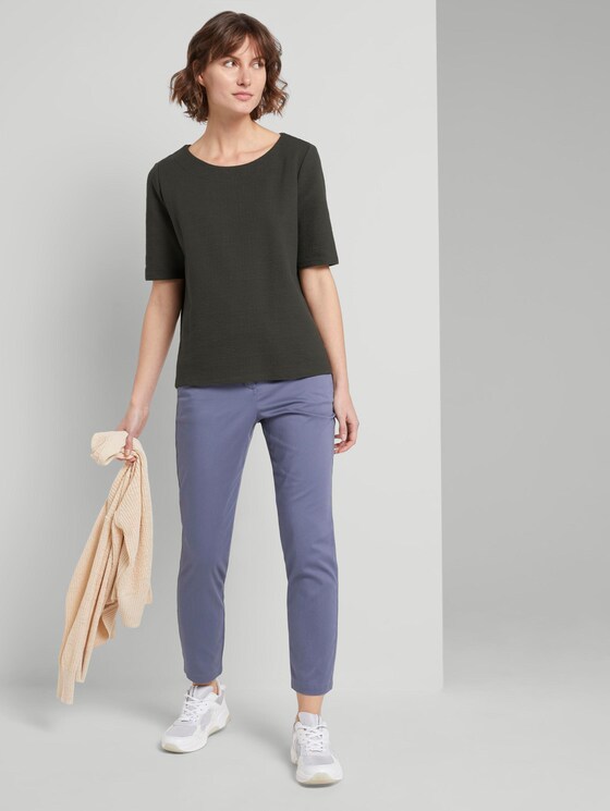 Strukturiertes Kurzarm-Sweatshirt - Frauen - Woodland Green Strukturiertes Kurzarm-Sweatshirt - Frauen - Woodland Green - 3 - TOM TAILOR
