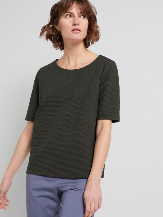 Strukturiertes Kurzarm-Sweatshirt - Frauen - Woodland Green Strukturiertes Kurzarm-Sweatshirt - Frauen - Woodland Green - 5 - TOM TAILOR