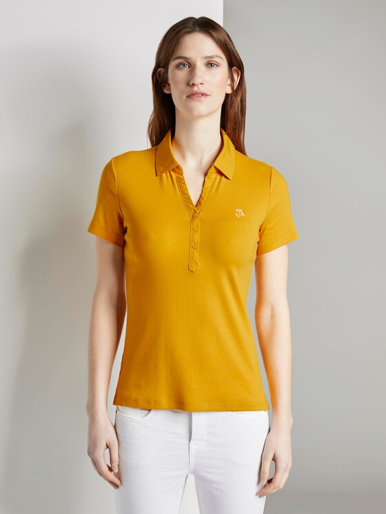 Poloshirt mit kleiner Stickerei - Frauen - deep golden yellow Poloshirt mit kleiner Stickerei - Frauen - deep golden yellow - 1 - TOM TAILOR