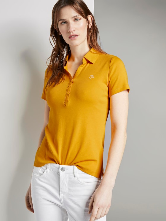 Poloshirt mit kleiner Stickerei - Frauen - deep golden yellow Poloshirt mit kleiner Stickerei - Frauen - deep golden yellow - 5 - TOM TAILOR