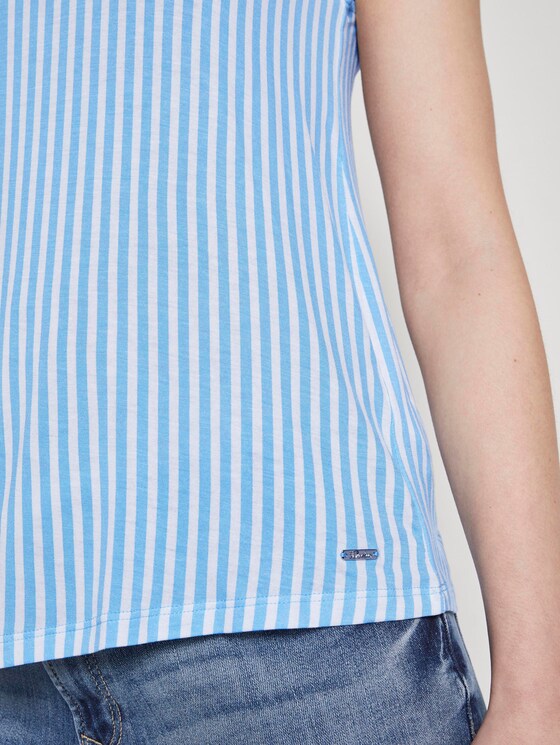 Gemustertes Top aus Jersey - Frauen - blue white vertical stripe Gemustertes Top aus Jersey - Frauen - blue white vertical stripe - 10 - TOM TAILOR Denim