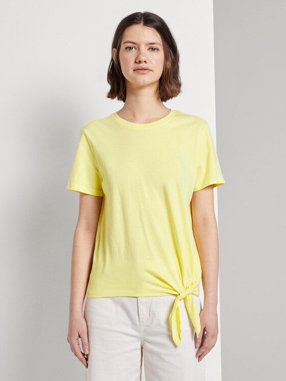 Loose T-shirt with knotted details - Women - daffodil yellow Loose T-shirt with knotted details - Women - daffodil yellow - 1 - TOM TAILOR Denim