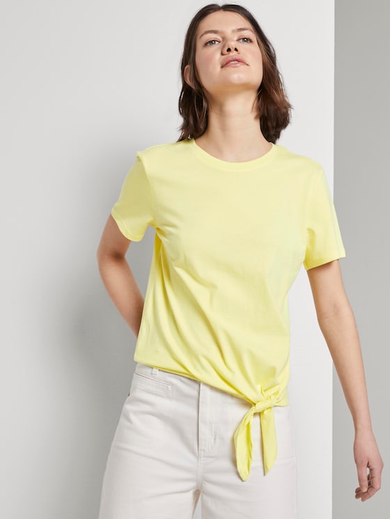 Loose T-shirt with knotted details - Women - daffodil yellow Loose T-shirt with knotted details - Women - daffodil yellow - 5 - TOM TAILOR Denim