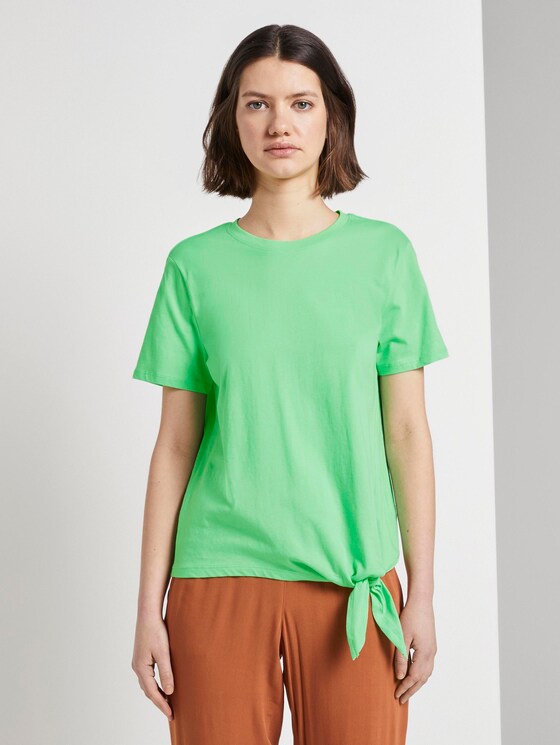 Lockeres T-Shirt mit Knotendetail - Frauen - dusty apple green Lockeres T-Shirt mit Knotendetail - Frauen - dusty apple green - 1 - TOM TAILOR Denim