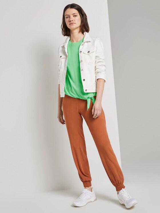 Lockeres T-Shirt mit Knotendetail - Frauen - dusty apple green Lockeres T-Shirt mit Knotendetail - Frauen - dusty apple green - 3 - TOM TAILOR Denim