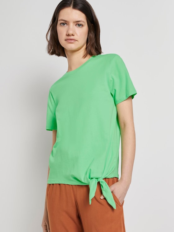 Lockeres T-Shirt mit Knotendetail - Frauen - dusty apple green Lockeres T-Shirt mit Knotendetail - Frauen - dusty apple green - 5 - TOM TAILOR Denim