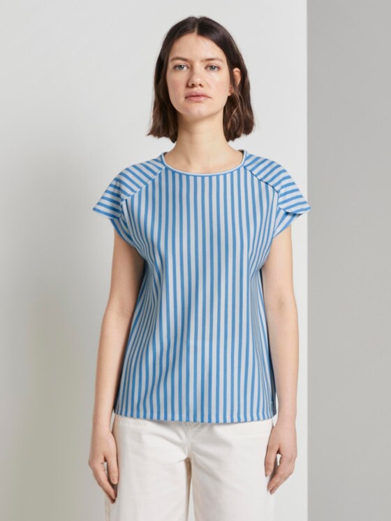 Lockeres T-Shirt mit Streifenmuster - Frauen - blue white vertical stripe Lockeres T-Shirt mit Streifenmuster - Frauen - blue white vertical stripe - 1 - TOM TAILOR Denim