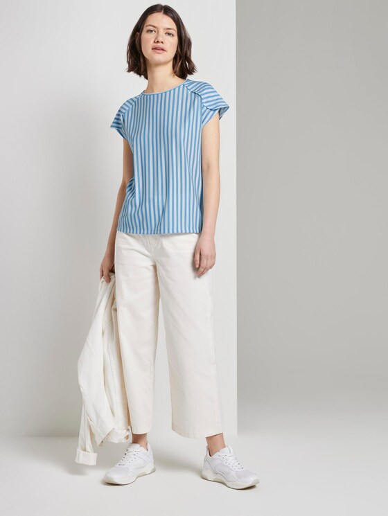 Lockeres T-Shirt mit Streifenmuster - Frauen - blue white vertical stripe Lockeres T-Shirt mit Streifenmuster - Frauen - blue white vertical stripe - 3 - TOM TAILOR Denim