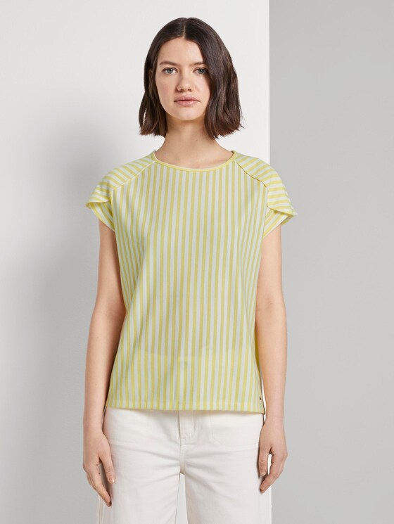 Lockeres T-Shirt mit Streifenmuster - Frauen - yellow white vertical stripe Lockeres T-Shirt mit Streifenmuster - Frauen - yellow white vertical stripe - 1 - TOM TAILOR Denim