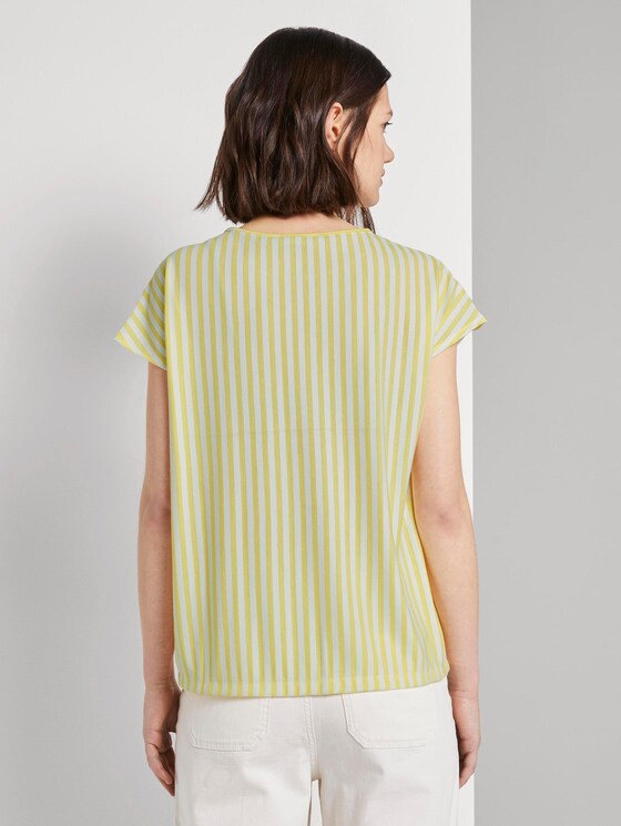 Lockeres T-Shirt mit Streifenmuster - Frauen - yellow white vertical stripe Lockeres T-Shirt mit Streifenmuster - Frauen - yellow white vertical stripe - 2 - TOM TAILOR Denim