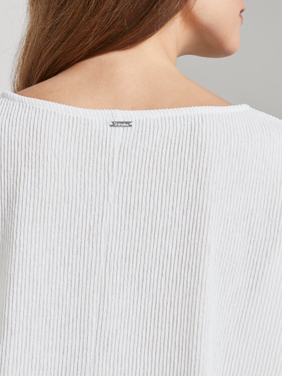 Strukturiertes T-Shirt mit V-Ausschnitt - Frauen - Off White Strukturiertes T-Shirt mit V-Ausschnitt - Frauen - Off White - 10 - TOM TAILOR Denim