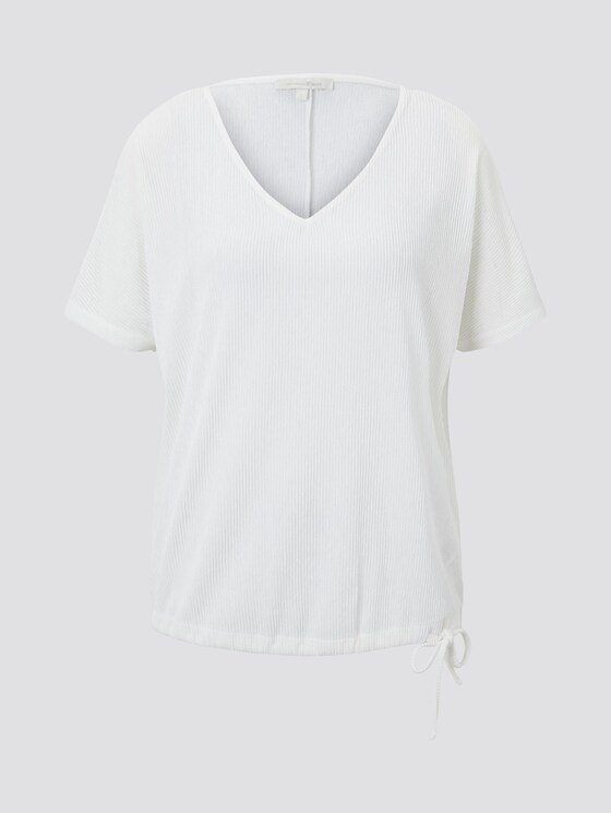 Strukturiertes T-Shirt mit V-Ausschnitt - Frauen - Off White Strukturiertes T-Shirt mit V-Ausschnitt - Frauen - Off White - 7 - TOM TAILOR Denim
