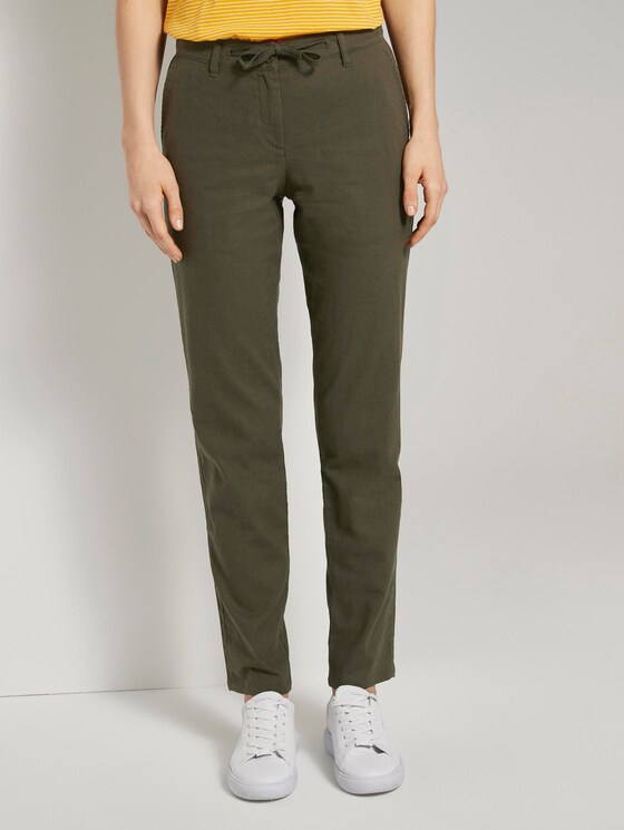 Slim Chino Hose mit elastischem Bund - Frauen - Woodland Green Slim Chino Hose mit elastischem Bund - Frauen - Woodland Green - 1 - TOM TAILOR