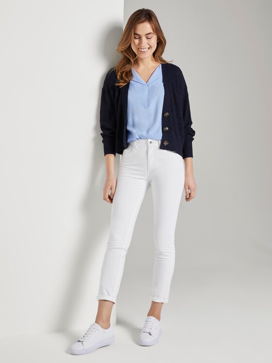 Kurzarm-Bluse mit umgelegtem V-Ausschnitt - Frauen - Parisienne Blue Kurzarm-Bluse mit umgelegtem V-Ausschnitt - Frauen - Parisienne Blue - 3 - TOM TAILOR