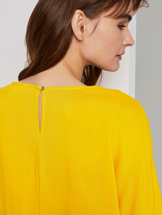 Gemusterte Kurzarm-Bluse mit Knotendetail - Frauen - deep golden yellow Gemusterte Kurzarm-Bluse mit Knotendetail - Frauen - deep golden yellow - 9 - TOM TAILOR