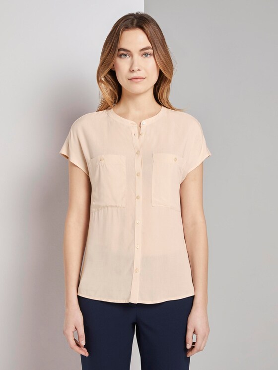 Blusenshirt mit Mao-Kragen - Frauen - soft vanilla Blusenshirt mit Mao-Kragen - Frauen - soft vanilla - 1 - TOM TAILOR