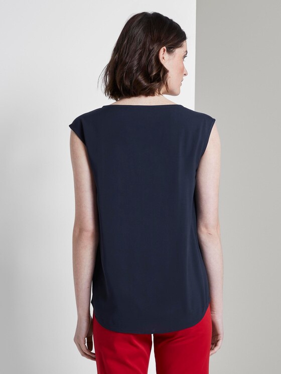 Blusen-Top mit V-Ausschnitt - Frauen - Sky Captain Blue Blusen-Top mit V-Ausschnitt - Frauen - Sky Captain Blue - 2 - TOM TAILOR