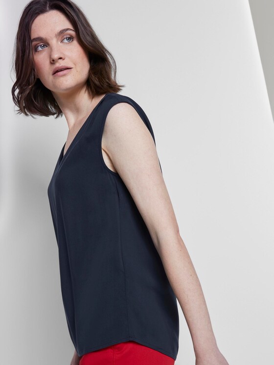 Blusen-Top mit V-Ausschnitt - Frauen - Sky Captain Blue Blusen-Top mit V-Ausschnitt - Frauen - Sky Captain Blue - 5 - TOM TAILOR