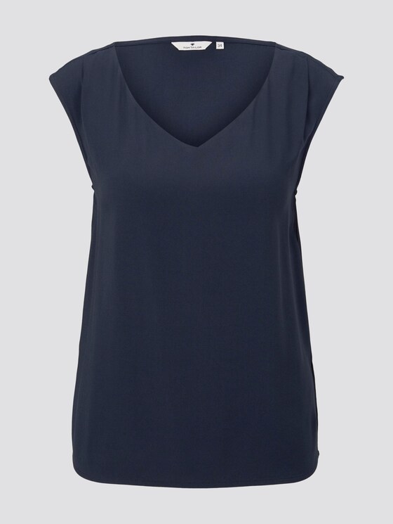 Blusen-Top mit V-Ausschnitt - Frauen - Sky Captain Blue Blusen-Top mit V-Ausschnitt - Frauen - Sky Captain Blue - 7 - TOM TAILOR