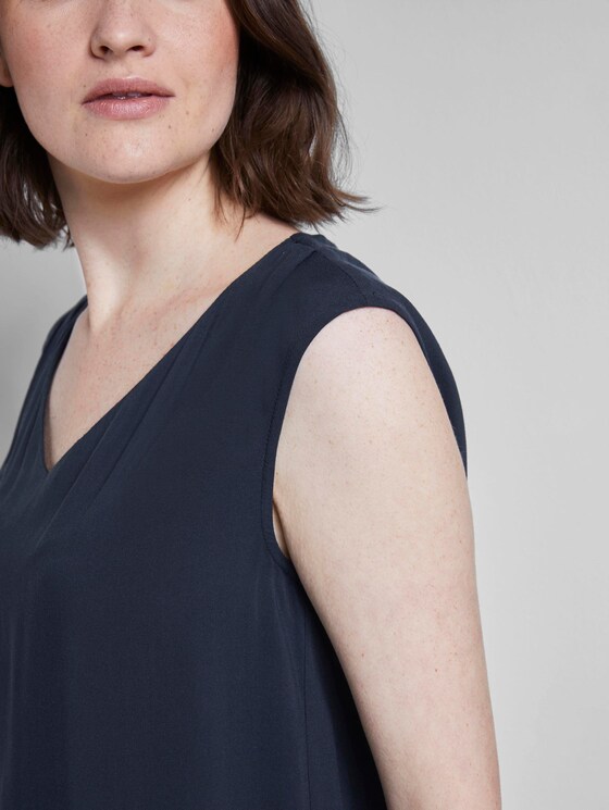 Blusen-Top mit V-Ausschnitt - Frauen - Sky Captain Blue Blusen-Top mit V-Ausschnitt - Frauen - Sky Captain Blue - 9 - TOM TAILOR