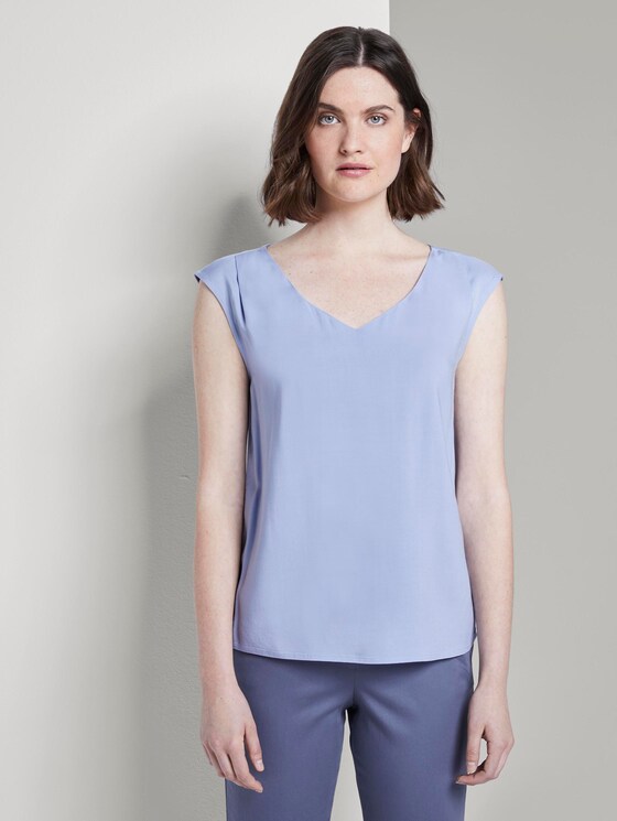 Blusen-Top mit V-Ausschnitt - Frauen - Parisienne Blue Blusen-Top mit V-Ausschnitt - Frauen - Parisienne Blue - 1 - TOM TAILOR