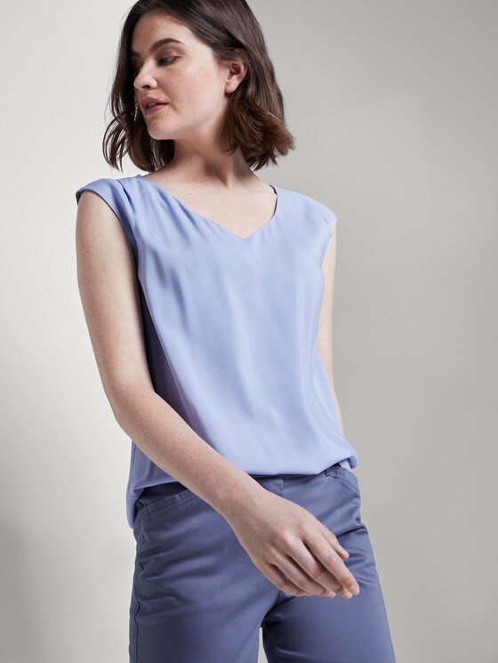 Blusen-Top mit V-Ausschnitt - Frauen - Parisienne Blue Blusen-Top mit V-Ausschnitt - Frauen - Parisienne Blue - 5 - TOM TAILOR
