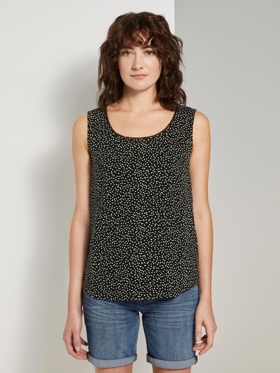 Flowing blouse sleeveless - Women - black offwhite dot print Flowing blouse sleeveless - Women - black offwhite dot print - 1 - TOM TAILOR