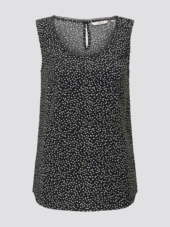 Flowing blouse sleeveless - Women - black offwhite dot print Flowing blouse sleeveless - Women - black offwhite dot print - 7 - TOM TAILOR