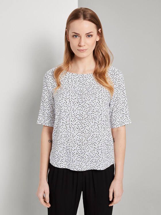 Short-sleeved blouse - Women - offwhite black dot print Short-sleeved blouse - Women - offwhite black dot print - 1 - TOM TAILOR