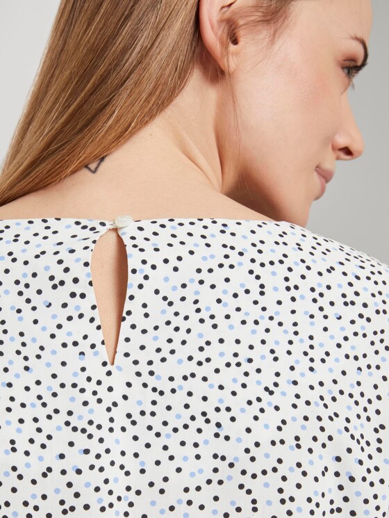 Short-sleeved blouse - Women - offwhite black dot print Short-sleeved blouse - Women - offwhite black dot print - 9 - TOM TAILOR