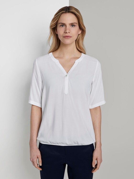 Henley-Bluse mit elastischem Bund - Frauen - Whisper White Henley-Bluse mit elastischem Bund - Frauen - Whisper White - 1 - TOM TAILOR