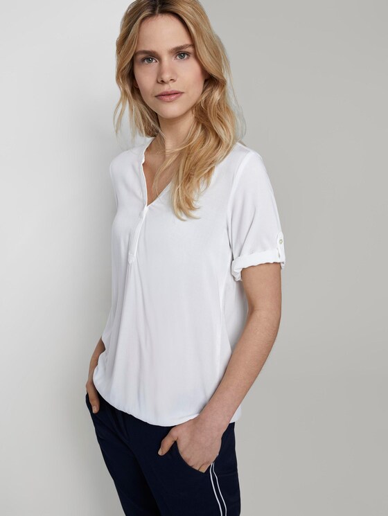 Henley-Bluse mit elastischem Bund - Frauen - Whisper White Henley-Bluse mit elastischem Bund - Frauen - Whisper White - 5 - TOM TAILOR