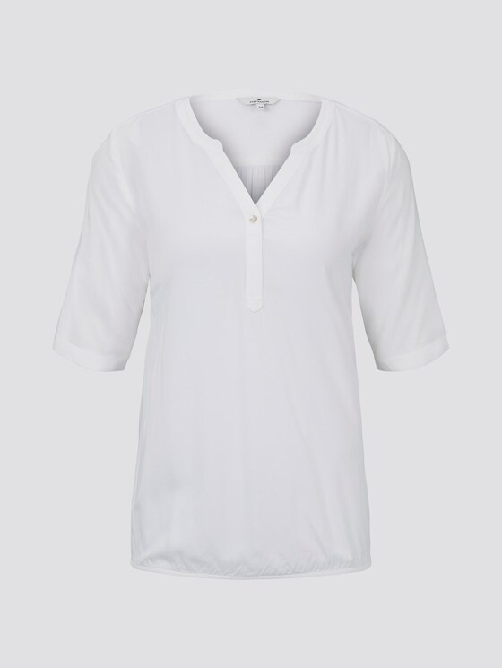 Henley-Bluse mit elastischem Bund - Frauen - Whisper White Henley-Bluse mit elastischem Bund - Frauen - Whisper White - 7 - TOM TAILOR