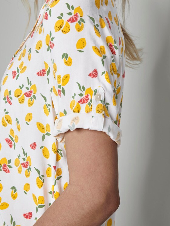 Henley-Bluse mit elastischem Bund - Frauen - offwhite fruit minimal Henley-Bluse mit elastischem Bund - Frauen - offwhite fruit minimal - 10 - TOM TAILOR