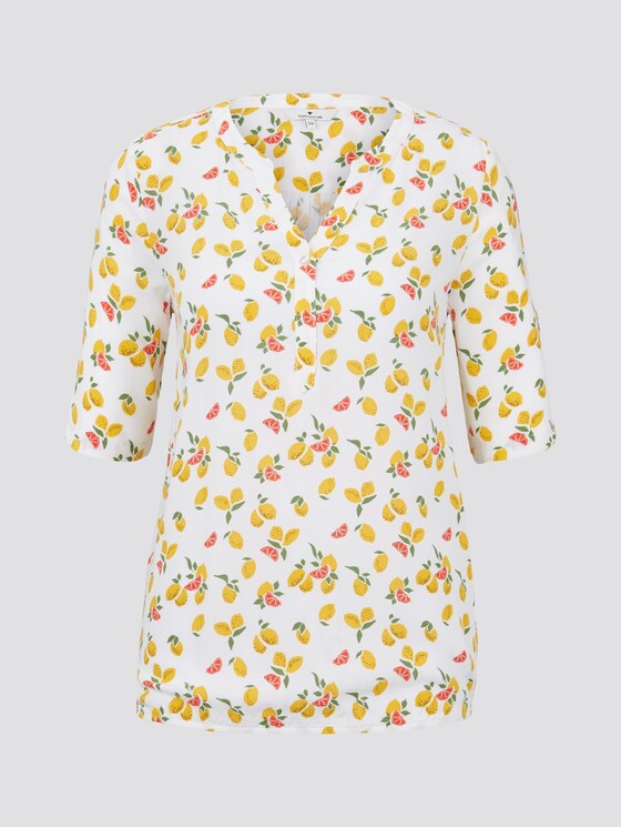 Henley-Bluse mit elastischem Bund - Frauen - offwhite fruit minimal Henley-Bluse mit elastischem Bund - Frauen - offwhite fruit minimal - 7 - TOM TAILOR